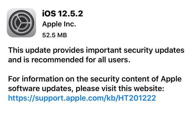 通什镇苹果手机维修分享iOS12.5.2发布，建议所有老苹果用户安装 